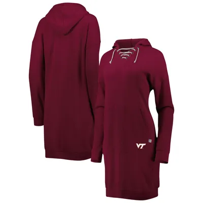 Virginia Tech Hokies Touch Women's Quick Pass Lace-Up V-Neck Hoodie Dress - Maroon