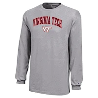 T-shirt à manches longues gris Champion des jeunes Virginia Tech Hokies Arch Over Logo