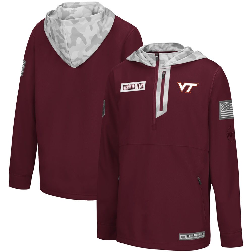 Youth Colosseum Maroon/Arctic Camo Virginia Tech Hokies OHT Military Appreciation Shellback Quarter-Zip Hoodie