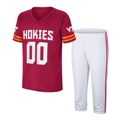 Youth Colosseum Maroon/White Virginia Tech Hokies Football Jersey & Pants Set