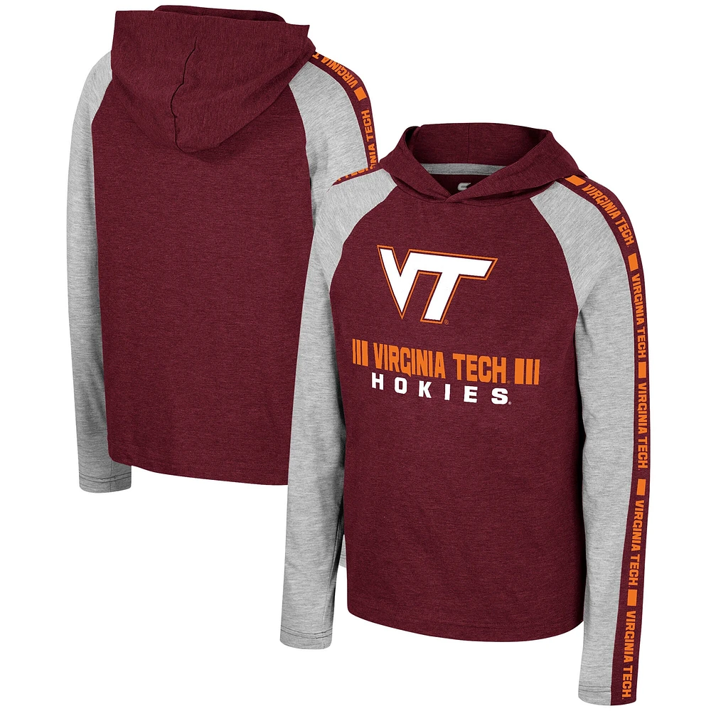 T-shirt à capuche manches longues Colosseum marron Virginia Tech Hokies Ned Raglan pour jeunes