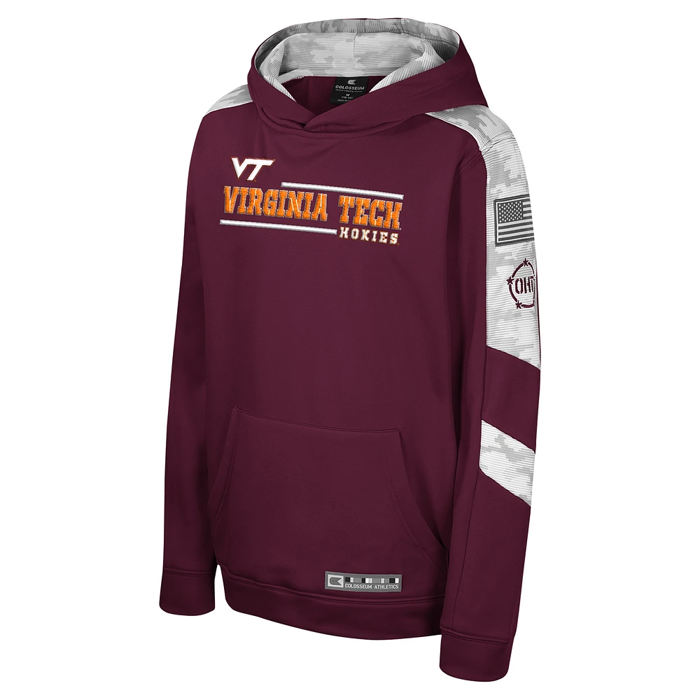 Youth Colosseum Maroon Virginia Tech Hokies OHT Military Appreciation Cyclone Digital Camo Pullover Hoodie