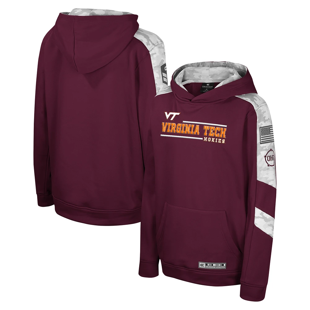 Sweat à capuche motif camouflage numérique Cyclone pour jeunes Colosseum Maroon Virginia Tech Hokies OHT