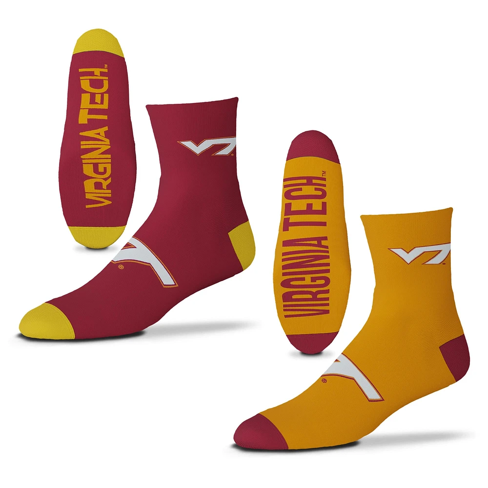 Youth For Bare Feet Virginia Tech Hokies Two-Pack Quarter-Length Team Socks