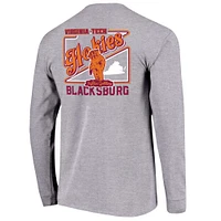 T-shirt gris à manches longues avec script rétro Virginia Tech Hokies pour jeunes