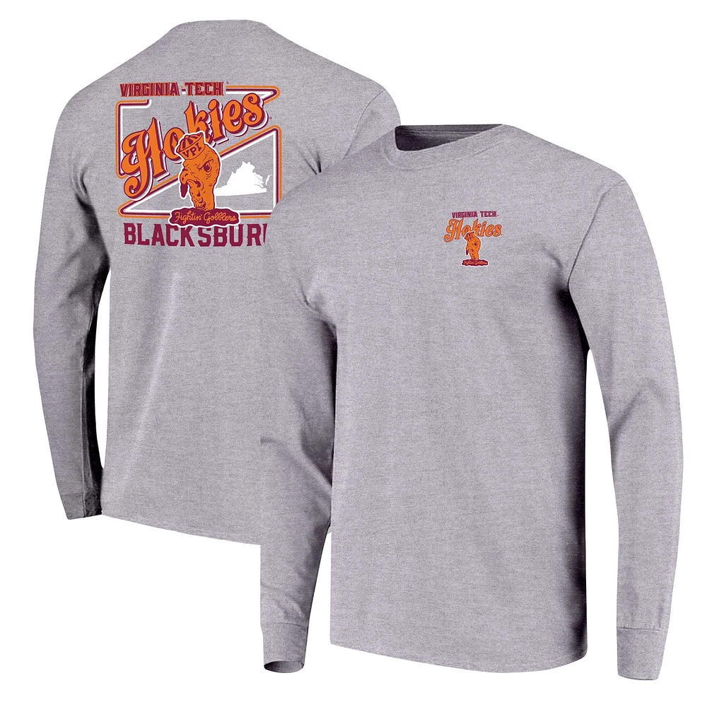 T-shirt gris à manches longues avec script rétro Virginia Tech Hokies pour jeunes