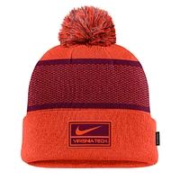 Bonnet en tricot à revers avec pompon Nike Orange Virginia Tech Hokies 2024 Sideline Peak pour jeune