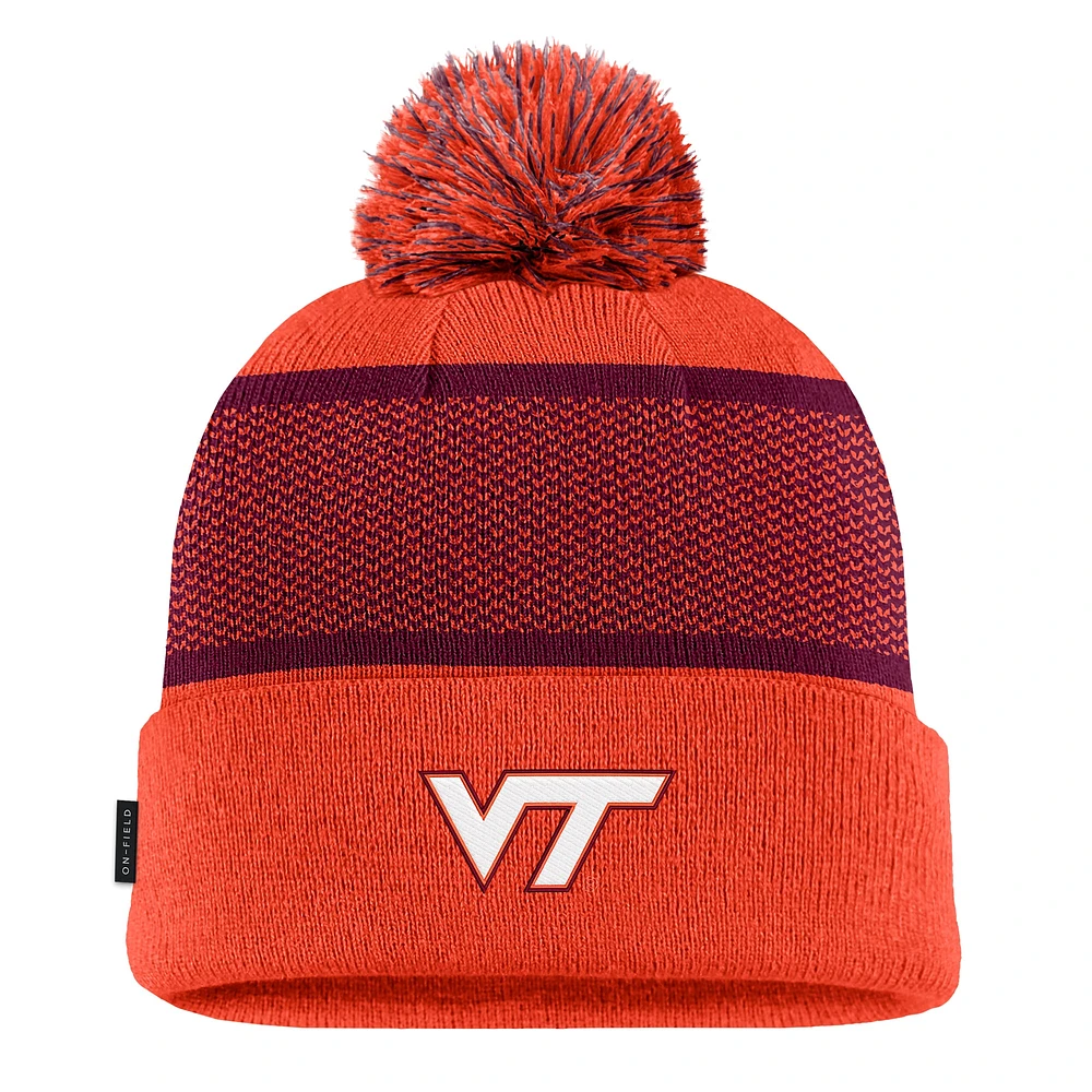 Bonnet en tricot à revers avec pompon Nike Orange Virginia Tech Hokies 2024 Sideline Peak pour jeune