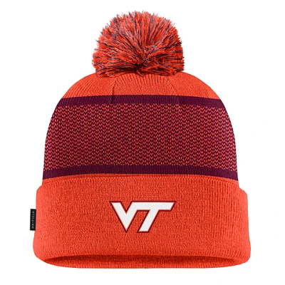 Bonnet en tricot à revers avec pompon Nike Orange Virginia Tech Hokies 2024 Sideline Peak pour jeune