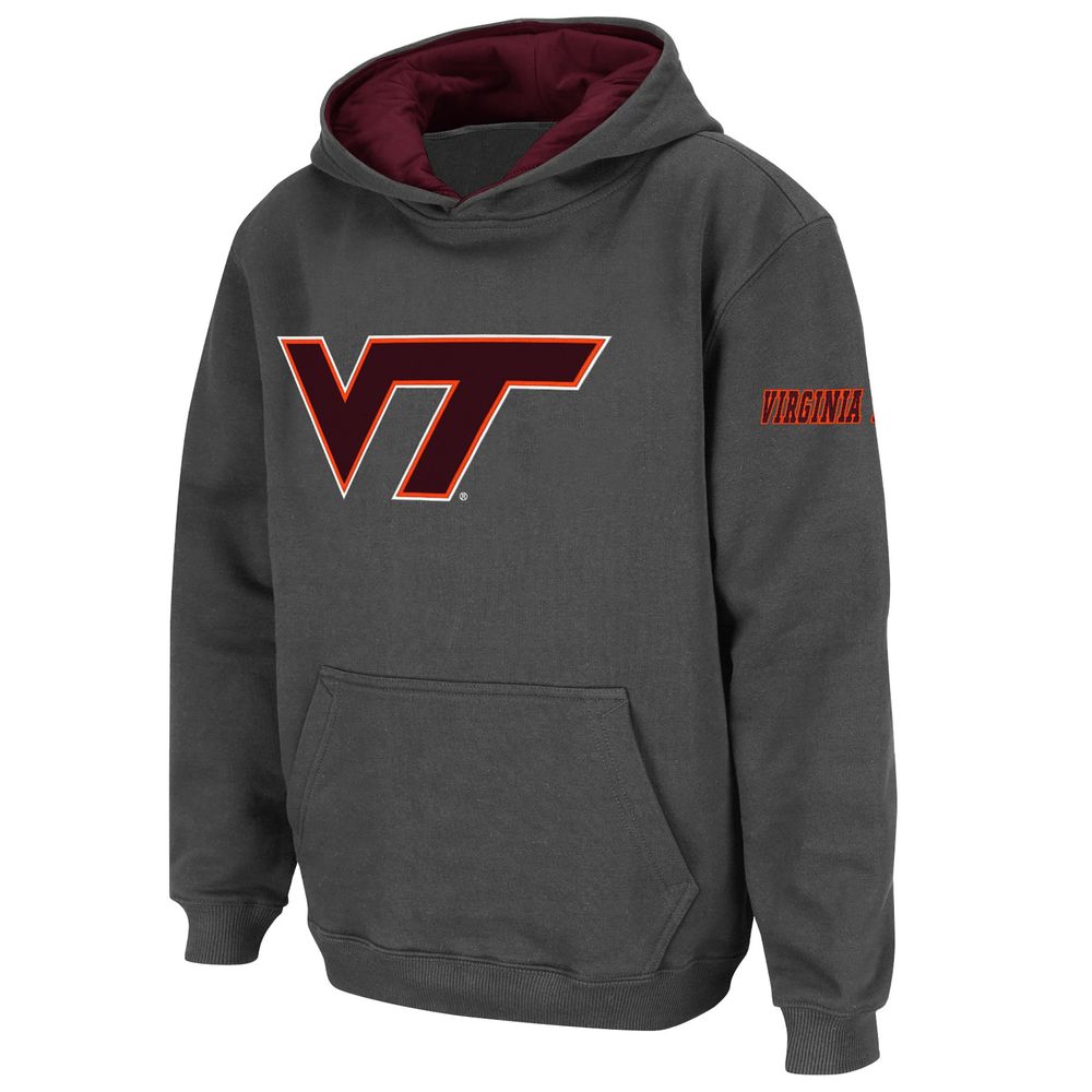 Youth Stadium Athletic Charcoal Virginia Tech Hokies Big Logo Pullover Hoodie