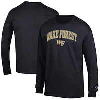 Men's Champion  Black Wake Forest Demon Deacons Arch Over Logo Long Sleeve T-Shirt