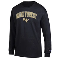Men's Champion  Black Wake Forest Demon Deacons Arch Over Logo Long Sleeve T-Shirt