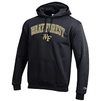 Men's Champion  Black Wake Forest Demon Deacons Arched Logo Fleece Pullover Hoodie