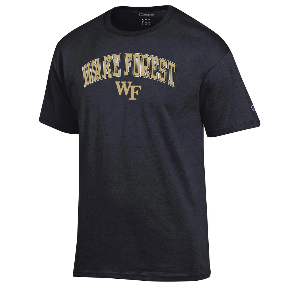 Men's Champion  Black Wake Forest Demon Deacons Arched Logo T-Shirt