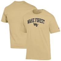 Men's Champion  Gold Wake Forest Demon Deacons Arch Over Logo T-Shirt