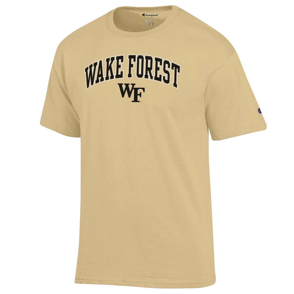 Men's Champion  Gold Wake Forest Demon Deacons Arch Over Logo T-Shirt