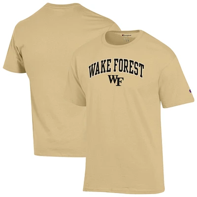 Men's Champion  Gold Wake Forest Demon Deacons Arch Over Logo T-Shirt