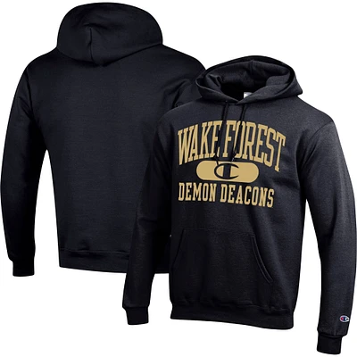 Men's Champion Black Wake Forest Demon Deacons Arch Pill Pullover Hoodie