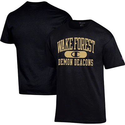 T-shirt Champion Black Wake Forest Demon Deacons Arch Pill pour homme