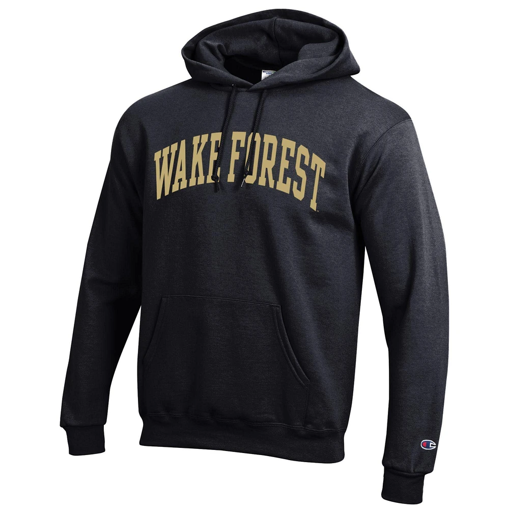 Men's Champion  Black Wake Forest Demon Deacons Basic Arch Fleece Pullover Hoodie