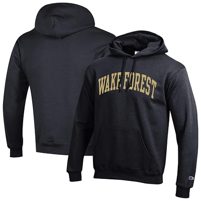 Men's Champion  Black Wake Forest Demon Deacons Basic Arch Fleece Pullover Hoodie