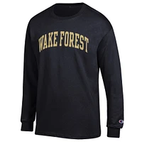 T-shirt à manches longues pour homme Champion Black Wake Forest Demon Deacons Basic Arch