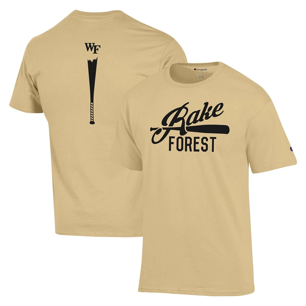 Champion Gold Wake Forest Demon Deacons Rake Baseball T-shirt à 2 coups pour hommes