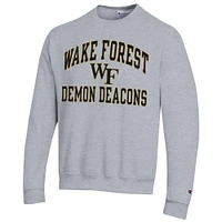 Men's Champion Heather Gray Wake Forest Demon Deacons High Motor Pullover Sweatshirt