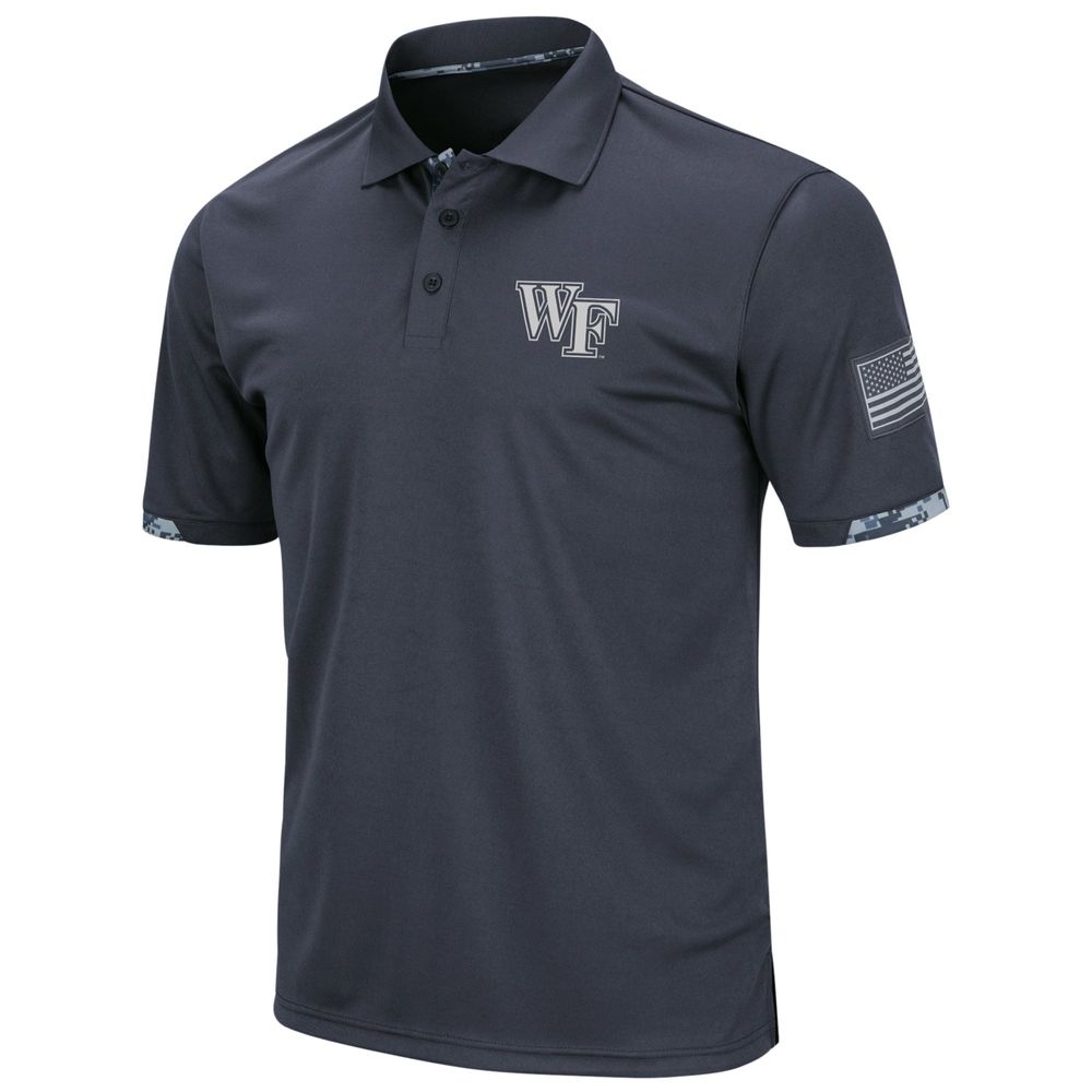 Men's Colosseum Charcoal Wake Forest Demon Deacons OHT Military Appreciation Digital Camo Polo