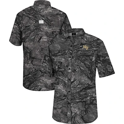 Men's Colosseum  Charcoal Wake Forest Demon Deacons Realtree Aspect Charter Full-Button Fishing Shirt