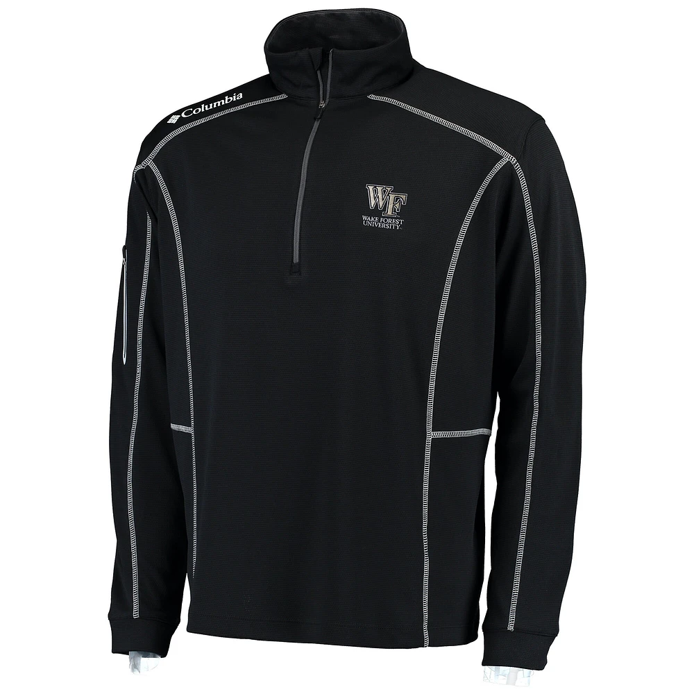 Men's Columbia Golf Black Wake Forest Demon Deacons Shotgun Omni-Wick Quarter-Zip Pullover Jacket
