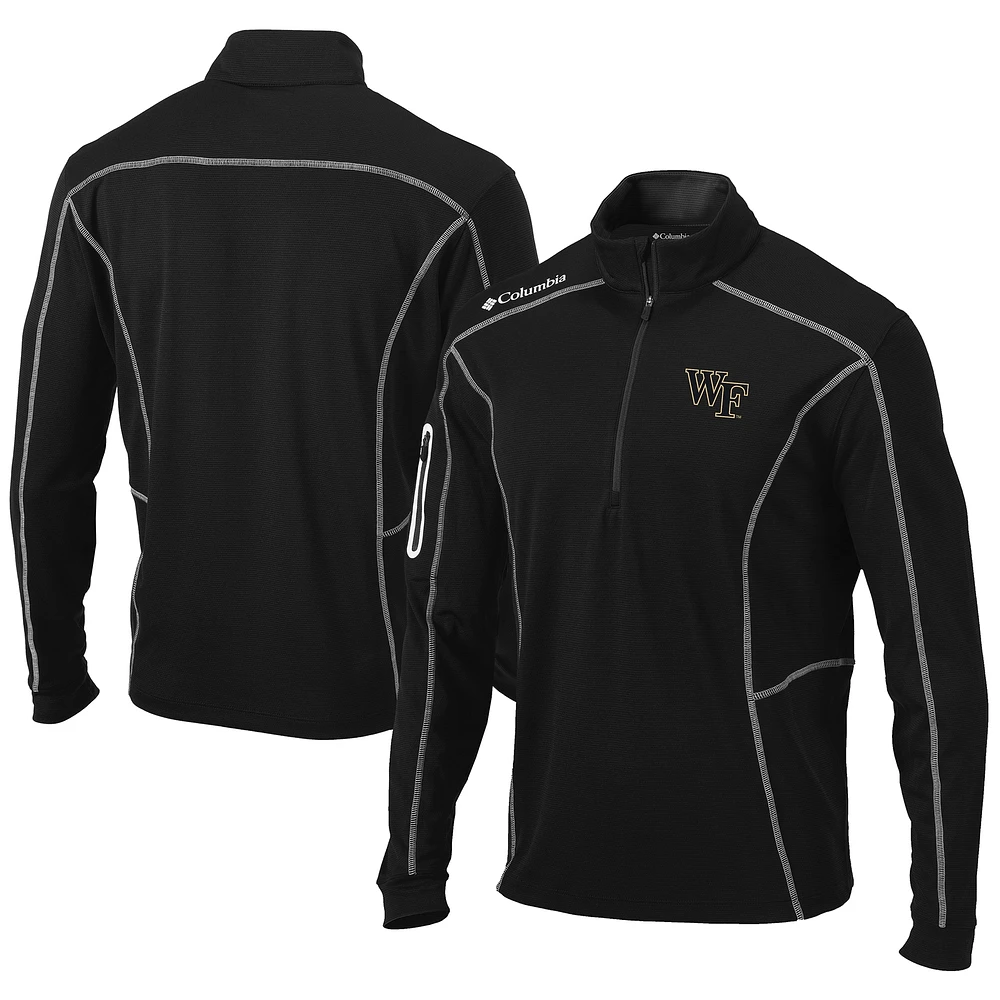 Men's Columbia Golf Black Wake Forest Demon Deacons Shotgun Omni-Wick Quarter-Zip Pullover Jacket