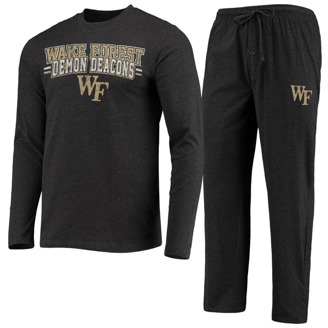 Concepts Sport T-shirt et pantalon à manches longues pour homme Noir/anthracite chiné Wake Forest Demon Deacons Meter