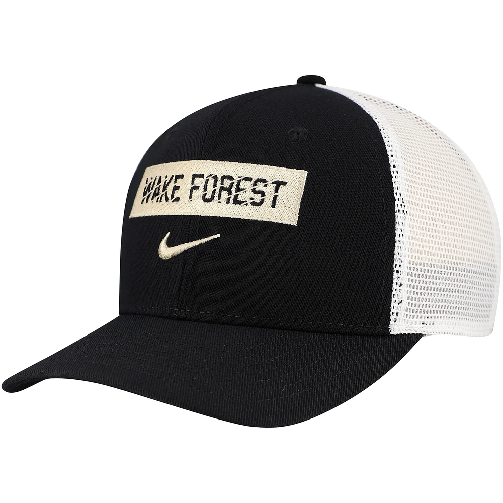 Casquette réglable Nike Black Wake Forest Demon Deacons 2024/25 Sideline Rise Trucker pour homme