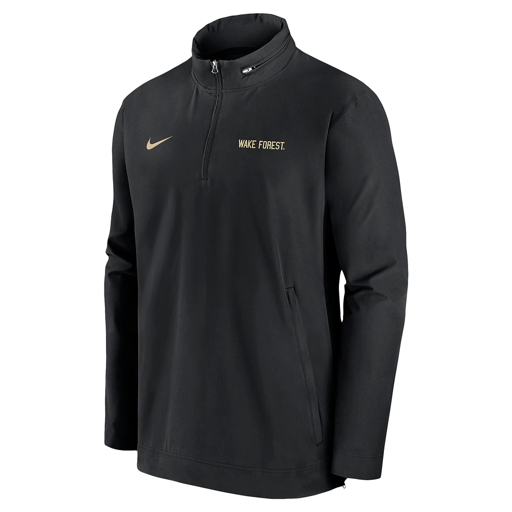 Men's Nike Black Wake Forest Demon Deacons 2024 Sideline Coach Quarter-Zip Hoodie Jacket