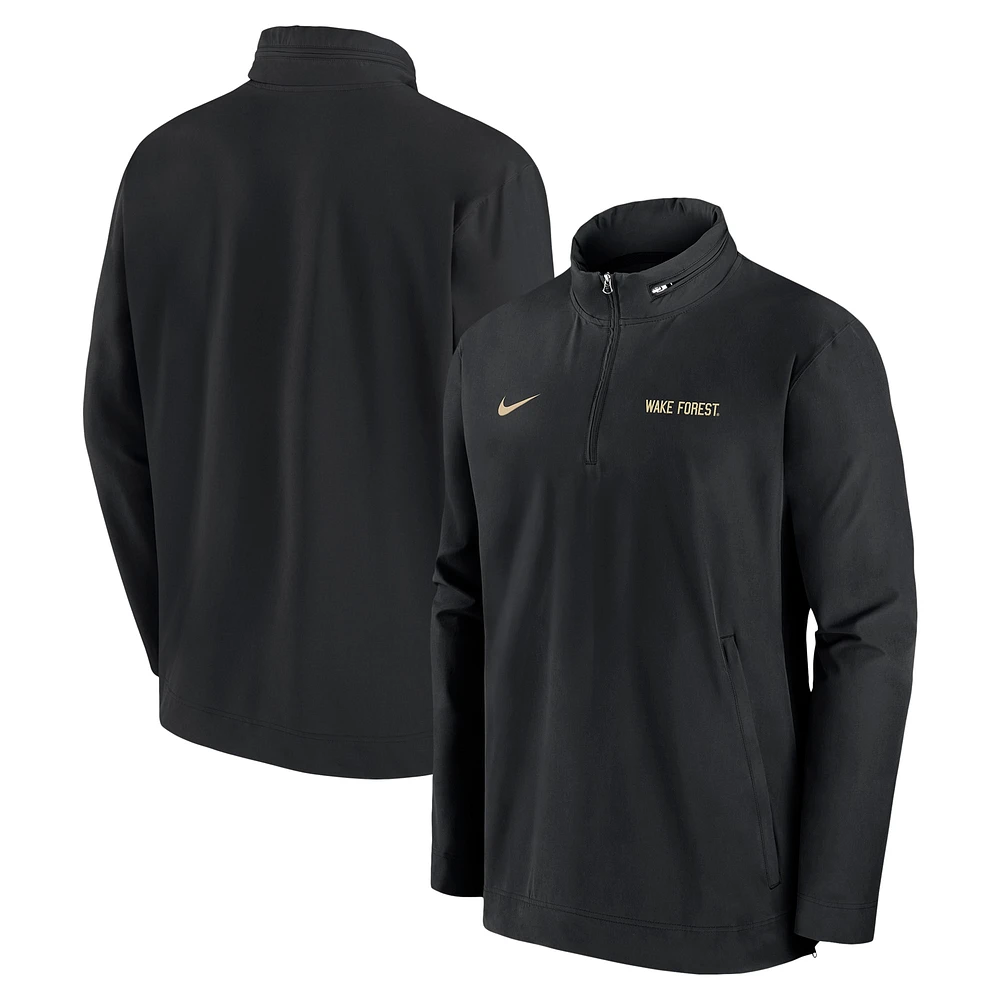 Men's Nike Black Wake Forest Demon Deacons 2024 Sideline Coach Quarter-Zip Hoodie Jacket