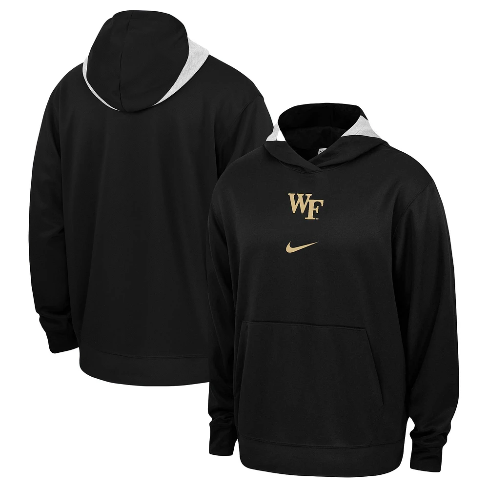 Sweat à capuche Nike Wake Forest Demon Deacons Basketball Spotlight Performance pour homme, noir