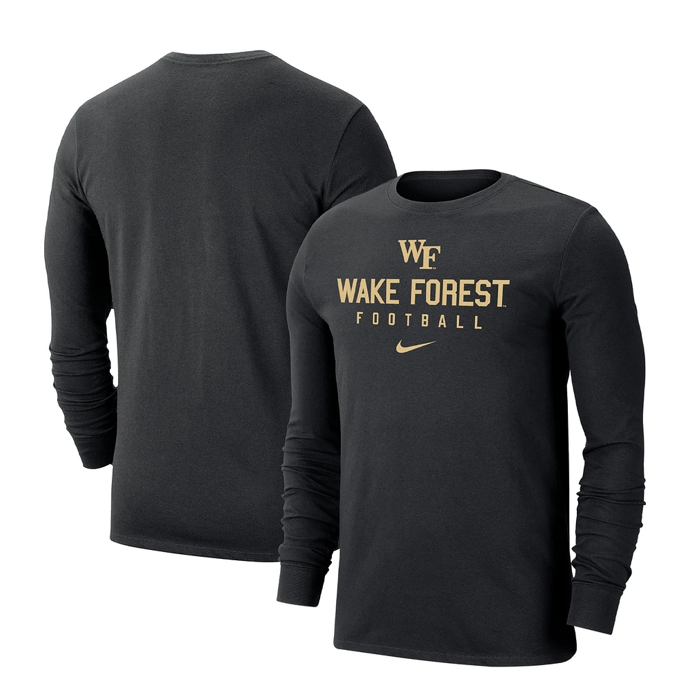 T-shirt à manches longues Nike Wake Forest Demon Deacons Changeover Performance pour homme, noir