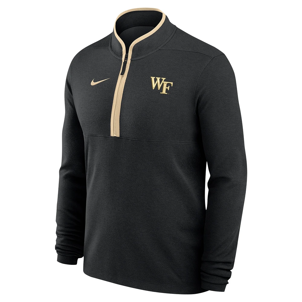 Haut à glissière quart de tour Nike Black Wake Forest Demon Deacons Coaches Courtside Basketball Victory Performance pour homme