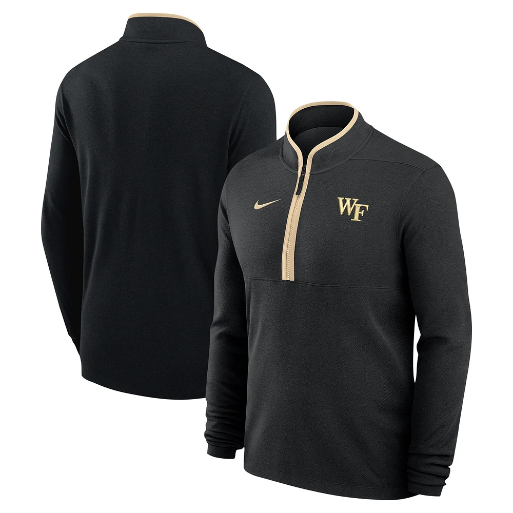 Haut à glissière quart de tour Nike Black Wake Forest Demon Deacons Coaches Courtside Basketball Victory Performance pour homme