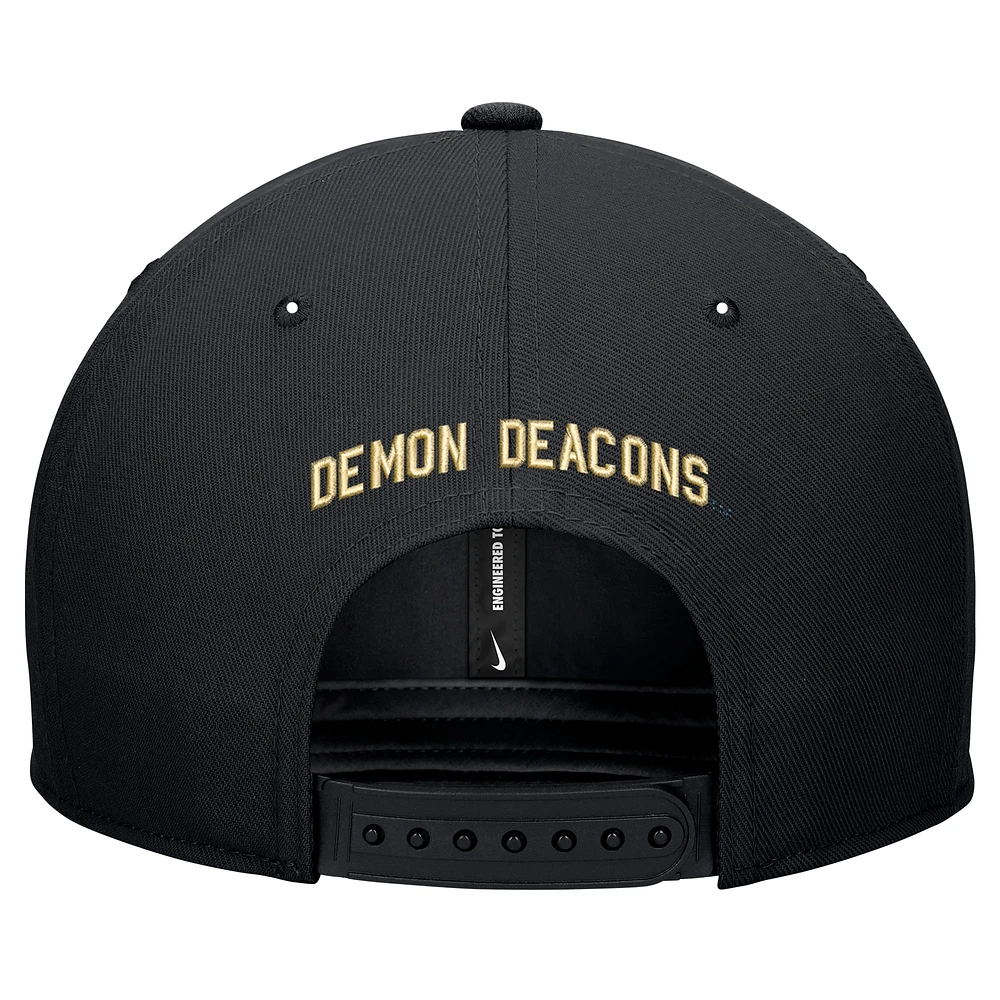 Casquette Nike Demon Deacons Pro Snapback pour homme Noir Wake Forest