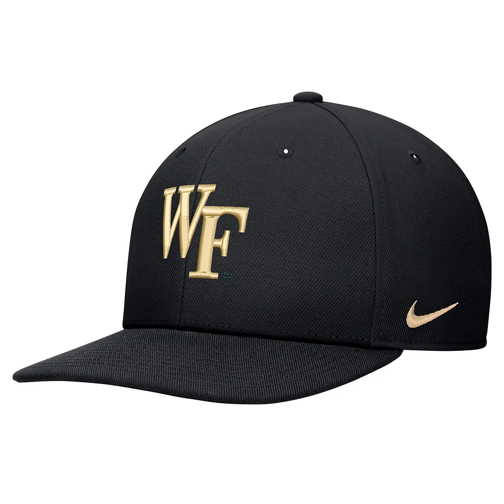 Casquette Nike Demon Deacons Pro Snapback pour homme Noir Wake Forest