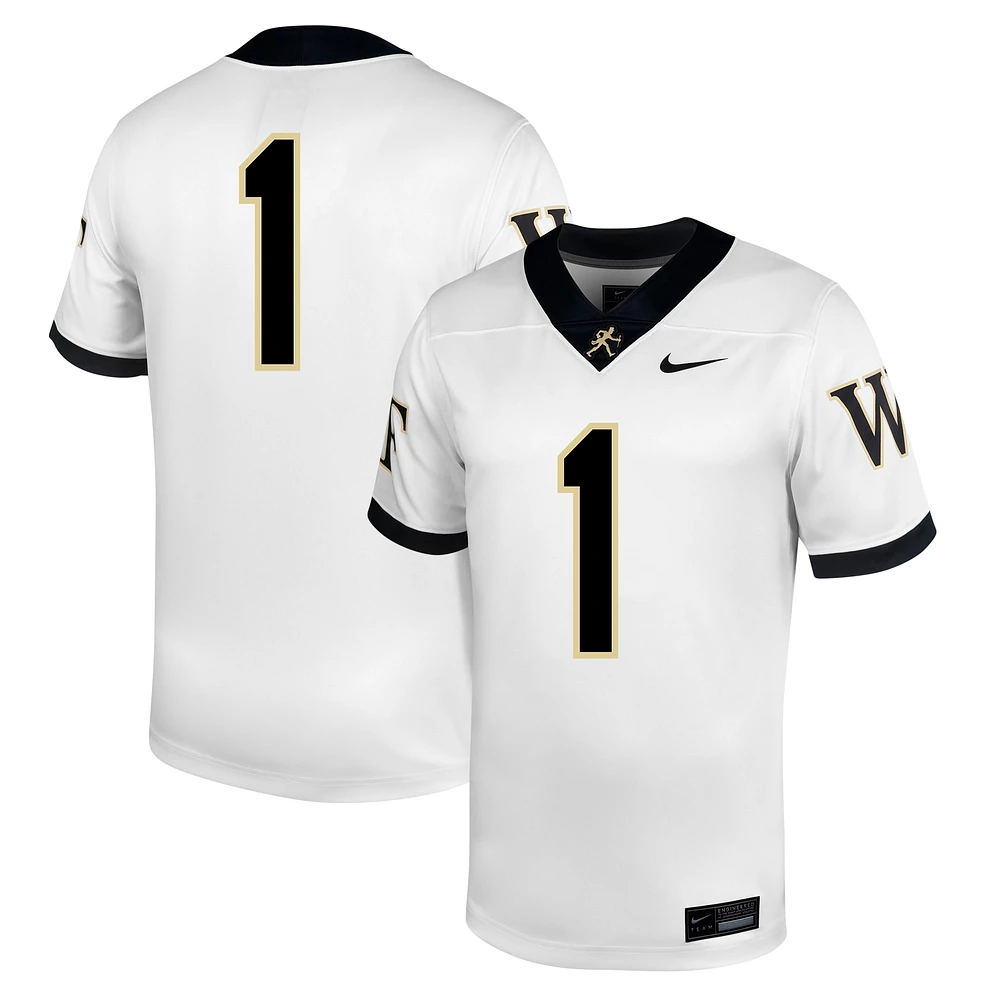 Maillot de football Nike #1 blanc Wake Forest Demon Deacons Untouchable pour homme