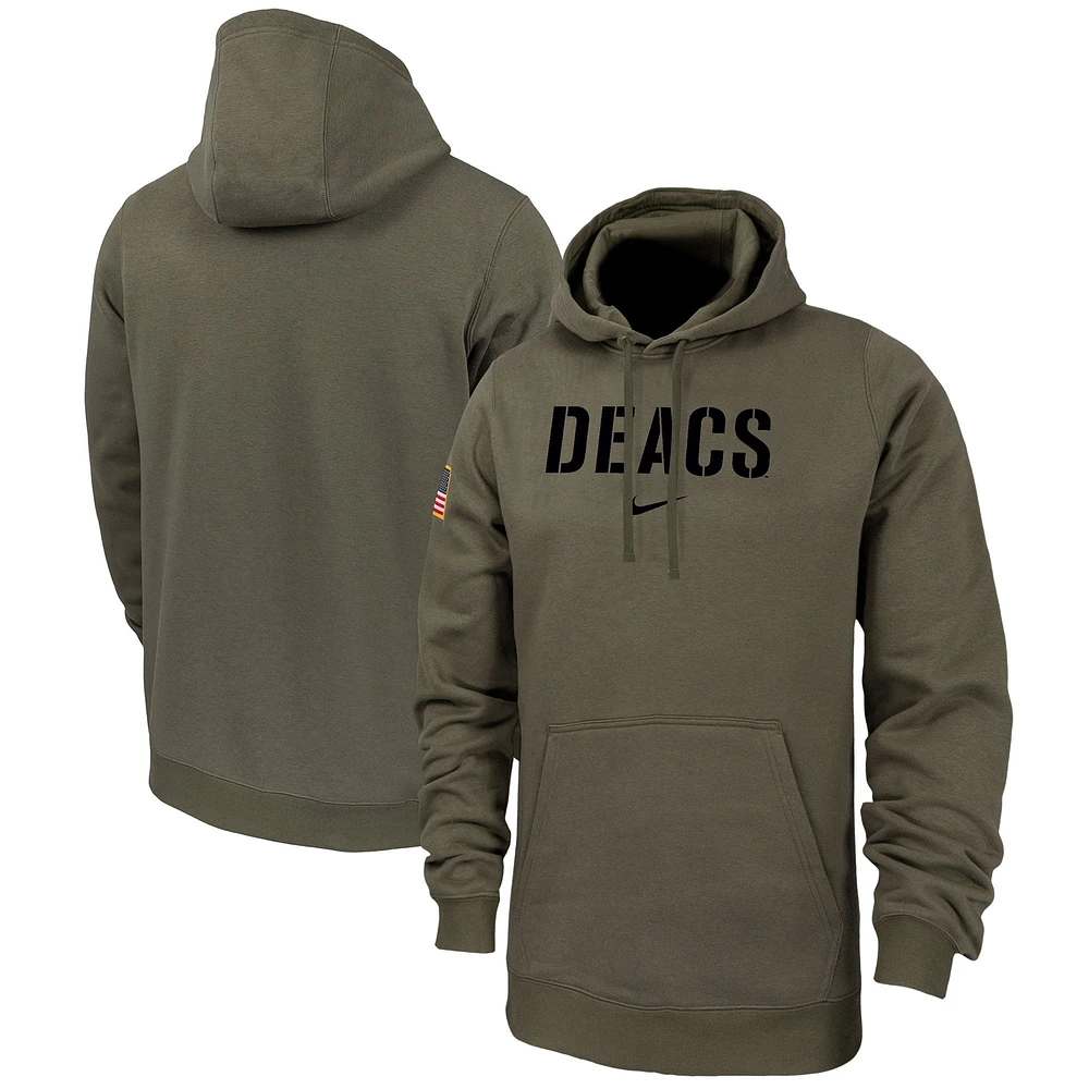 Sweat à capuche en polaire Nike Olive Wake Forest Demon Deacons Military Pack Club pour homme