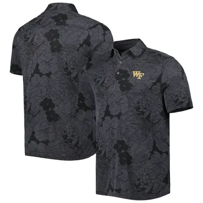 Polo Tommy Bahama Black Wake Forest Demon Deacons Miramar Blooms pour homme