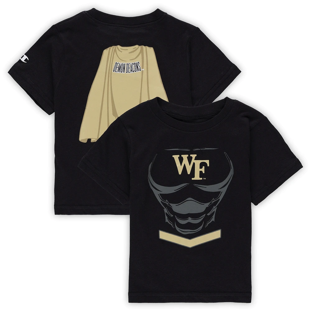 T-shirt Champion Black Wake Forest Demon Deacons Super Hero pour tout-petits