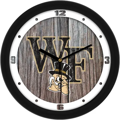 Wake Forest Demon Deacons 11.5'' Suntime Premium Glass Face Weathered Wood Wall Clock