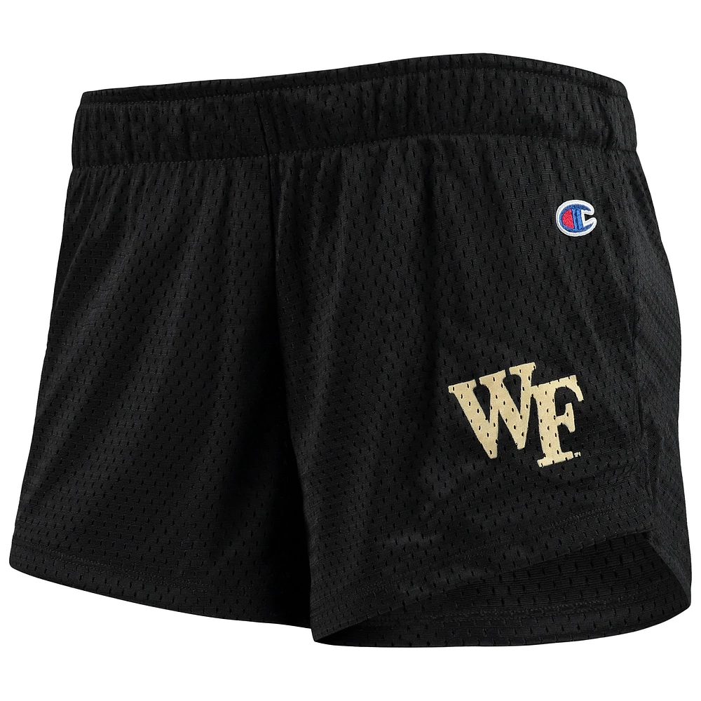 Women's Champion Black Wake Forest Demon Deacons Logo Mesh Shorts