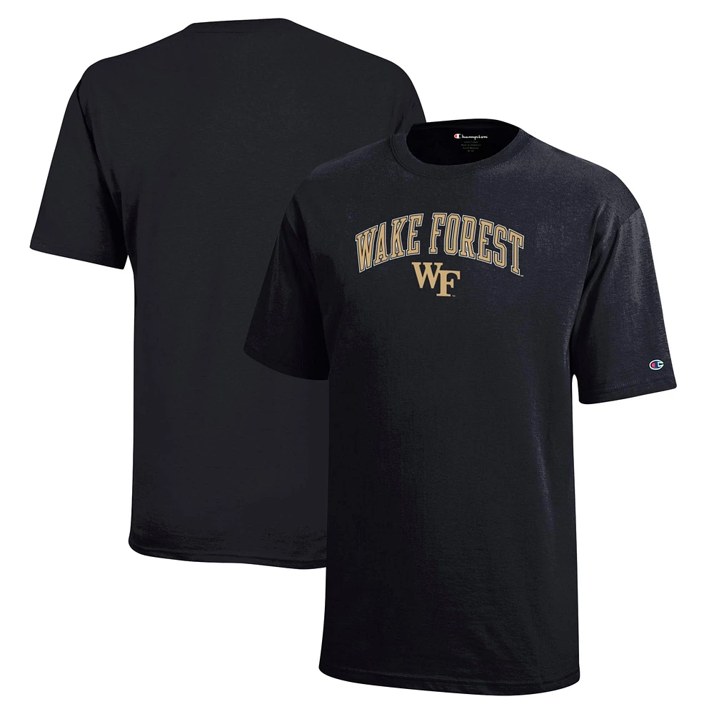 Youth Champion Black Wake Forest Demon Deacons Arch Over Logo T-Shirt