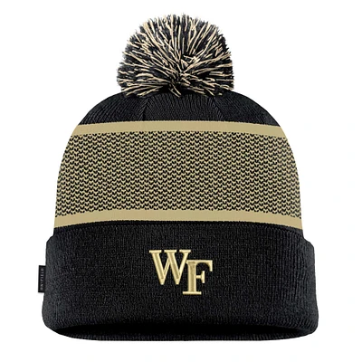 Bonnet en tricot à revers avec pompon Nike Black Wake Forest Demon Deacons 2024 Sideline Peak pour jeunes